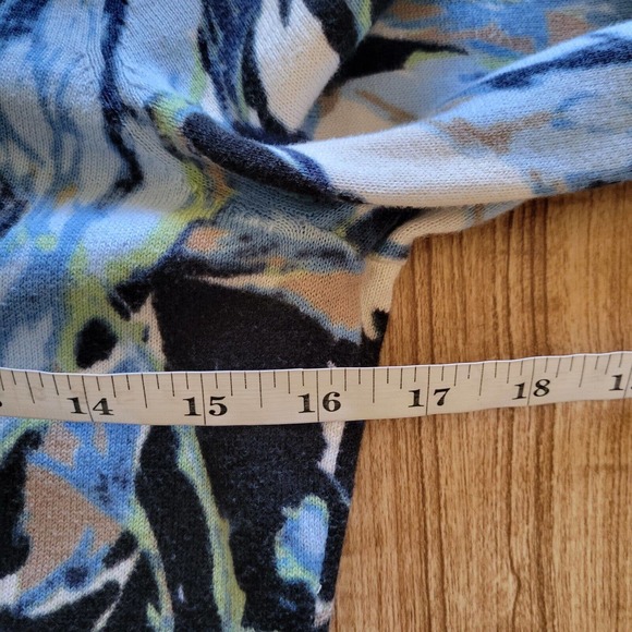 Talbots Cardigan Sweater Top Womens Small Blue Beige Floral Pima Cotton Career - Picture 7 of 10